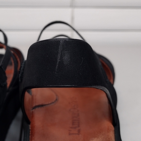 Lamour Des Pieds Women's Black Leather Open Toe Strappy Platform Sandals Sz 8.5M - Picture 12 of 16
